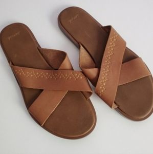 SANUK Yoga Adley leather sandal slides 8